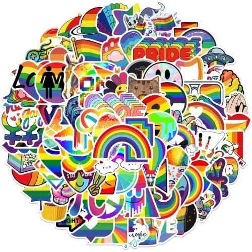 10/50/100PCS Lesbian Gay Colorful Rainbow Stickers Aesthetic Laptop Water Bottle Waterproof Graffiti Decal Sticker Packs Kid Toy