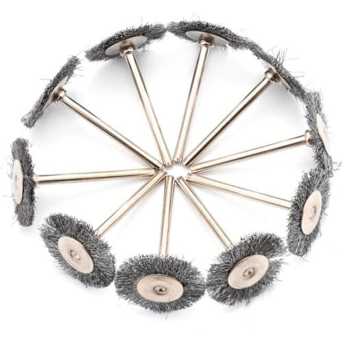 10pcs Diameter Wire Wheel Polish Brushes 25mm For Rotary Grinder Accessory Tool For Wood Carving Metal Burr Or Dirt Mayitr