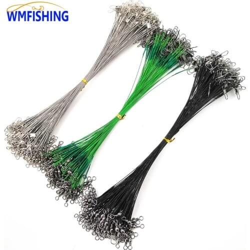 20PC 10-30cm Anti Bite Steel Fishing Line Steel Wire Leader With Swivel Fishing Accessory Lead Core Leash Fishing Wire Pull 30LB