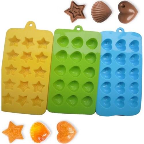 3PCS/set Small Stars,Shells and heart silicone ice cube trays molds for ice cream silicone candy mold jelly chocolate Pan