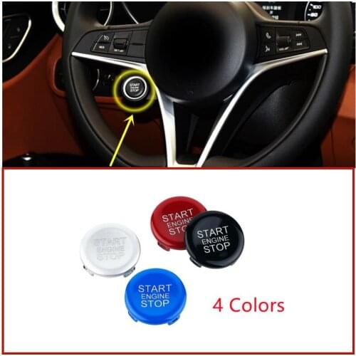 4 Colors ABS Car Engine Start Stop Switch Button Cover Trim For Alfa Romeo Giulia Stelvio Car Accessories Interior Stickers