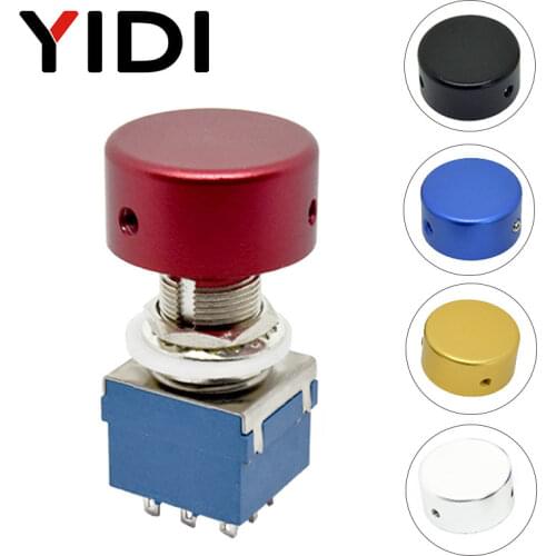 9 Pin 3PDT Switch Foot Guitar Effect Pedal Box Stomp Switch Latching Solder Pin with Aluminum Head Nail Cap with Wrench