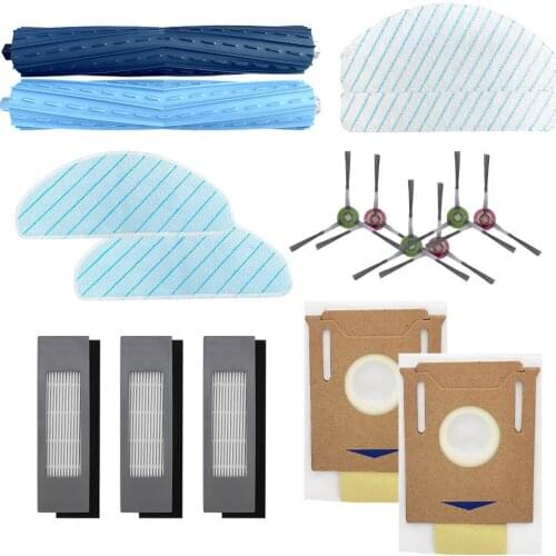 Cleaner Accessory for ECOVACS T9AIVI / AIVI+, Rubber Roller Main Brush HEPA Filter Side Brush Mop Cloth Charger Dustbin Dust bag