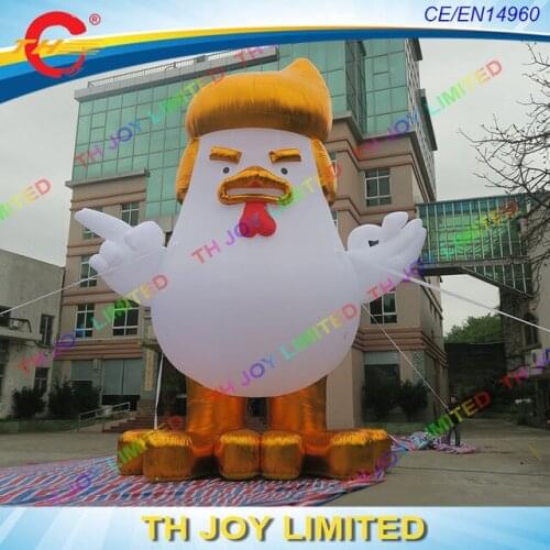 Free air shipping to door,2m/6.6ft high inflatable usa gold Donald Trump rooster cock models,Chicken Mascot air Cartoon