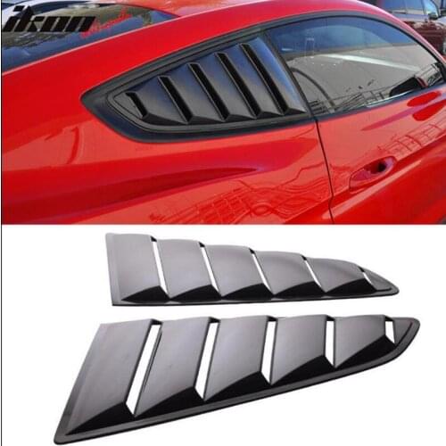 For 2015-2018 Ford Mustang OE Style Side Black Window Louvers