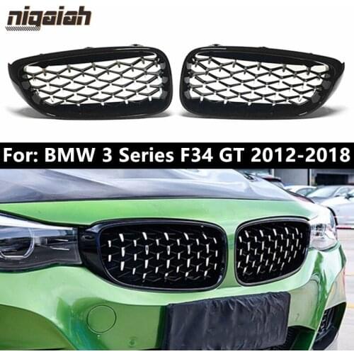 Pair Diamond Grill for BMW F34 GT Grill 3 Series Gran Turismo 320i 328 330i 335i 2012-2018 Racing Grill Car Styling Chrome Black