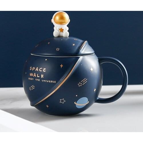 Cups Caremic Mug With Lid Spoon 400ML Cartoon Planet Office Mug For Couple Christmas Coffee Cups As Gifts бокалы