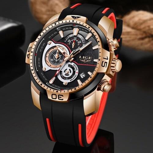 2020 New LIGE Silicone Strap Men Watch Fashion Top Brand luxury Business Luminous Quartz Watch Men Casual Waterproof Date Clock