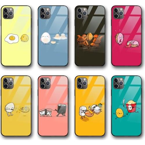 Ciciber Cute Funny Food Funda Case for iphone 12 Case for iphone 12 11 Pro XS Max mini XR X 7 8 6 6s Plus SE 2020 Glass Shell