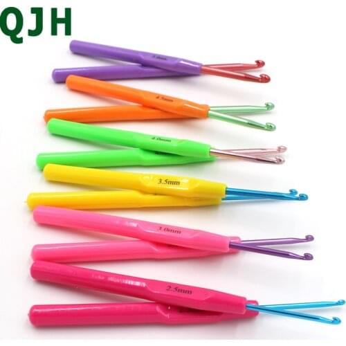 12 PCS/Set Colorful Knitting Needles plastic handle Aluminum Crochet Hooks For Knit DIY Craft Loom Tool Weaving Kit Plait RX037