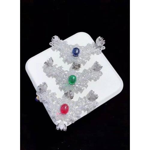 Womens cubic zirconia pave flower connector charms 30*80mm