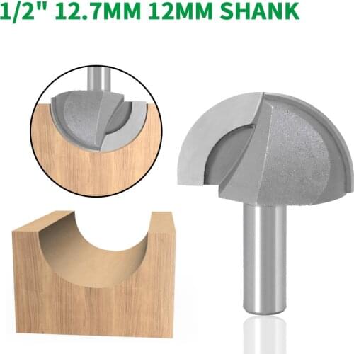 1PC 1/2" 12.7MM 12MM Shank Milling Cutter Wood Carving Core Box Router Bit 1/4 Radius Round Bottom Knife For Woodworking Cutter