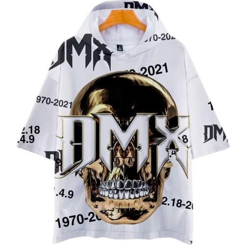 Dmx T Shirt Trendy Men Hooded Tops Round Neck Short Sleeve Tee Shirt Legend Rapper DMX Graphic Tee Summer Casual T-shirt