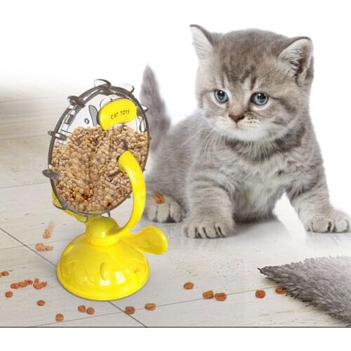 Cat Dog Wheel Turntable Toys 360 Rotating Leaking Food for Pet Training IQ Interactive Slow Eating Feeding Bowl