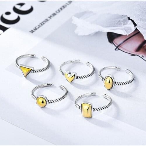 New personality geometry niche design retro ring female 925 sterling silver ins online celebrity cold wind disco dancing ring