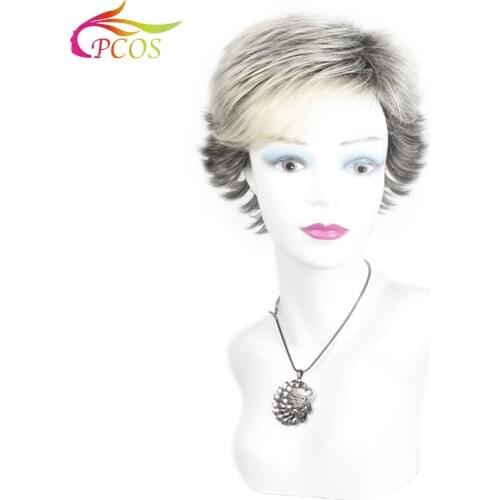 Short Fluffy Synthetic Wigs Blonde Gradient Dark Roots Natural Hair Wigs Heat Resistant Hair Wig for Women Daily Use