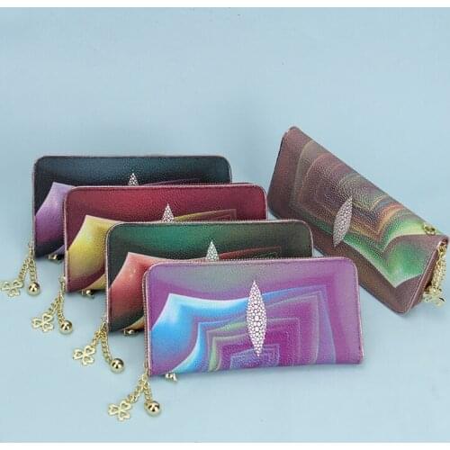 Dream Rainbow Color Wallet Women Long Purse Zipper Clutch Bag Lady Wallet New Women Cow Leather Coin Purse Credit Card Holder