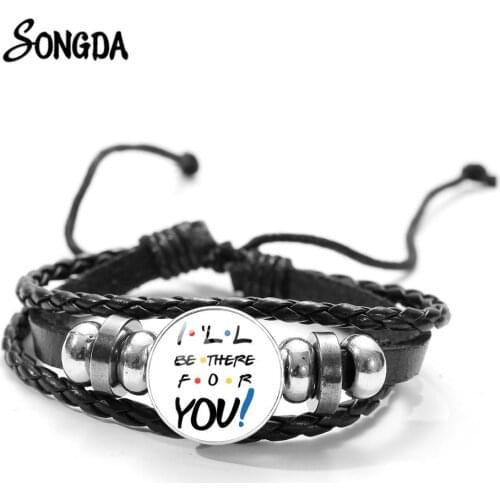 New Listing Friends TV Show Bracelet Central Perk Coffee Time Yellow Door Pattern Leather Bracelets Forever Friend Gifts