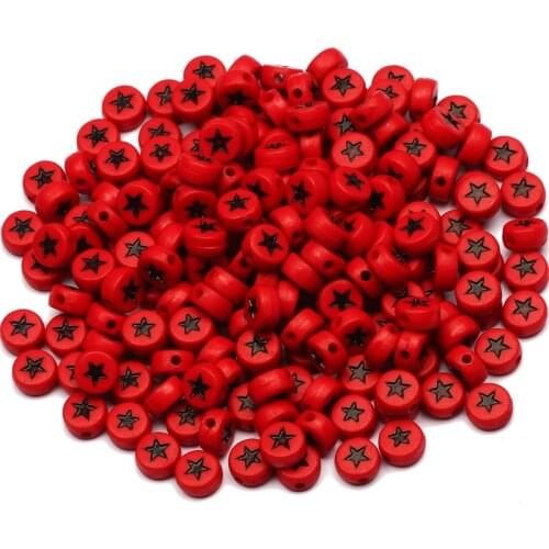 Red Round 4x7mm Loose Spacer Beads 100-500pcs Star Pattern Acrylic Beads For Jewelry Making DIY Necklace Bracelet Accessories