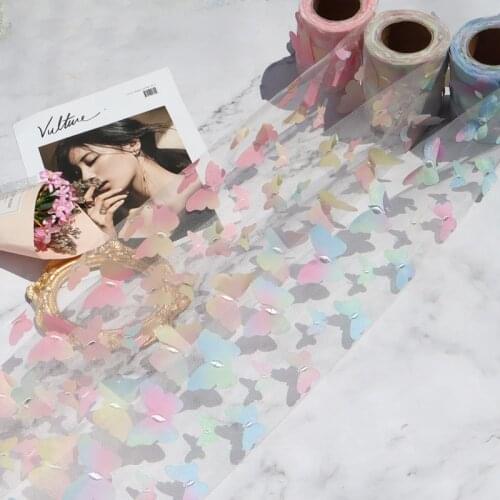 5yards 120mm Gradient Rainbow Color Butterfly Organza Ribbon for DIY Craft Gift Wrapping Hair Bowknot DIY Christmas Supplies