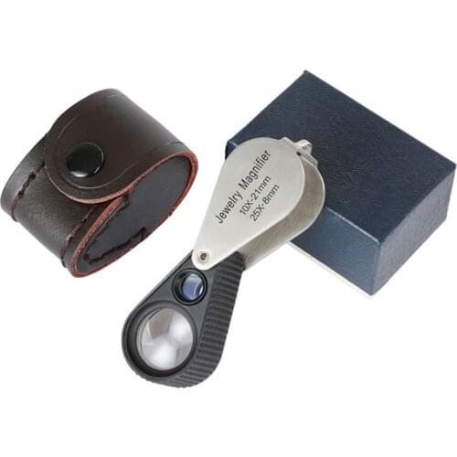 10X 25X Metal Folded Magnifier for Jewelry Reading Hobbies, Insects Viewer，Crafts, Pocket Loupe ，Jewelers Loupe