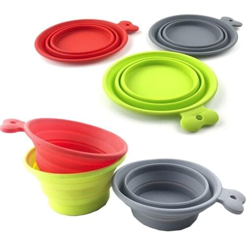 Dog Bowl Foldable Silicone Pet Dog Food Water Feeder Portable Outdoor Feeding Bowls 5 colors Pet Accessories