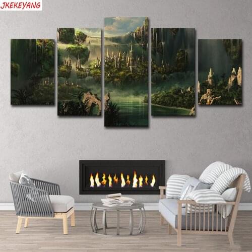 Full Square/Round Drill 5D DIY diamond painting 5pc Beautiful fairyland castle Pictures mosaic Diamond Embroidery J2226