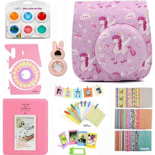 Fujifilm Instax Mini 9 Mini 8 Camera Case Bundle Flamingo Bag Filters Album Hang Frames Selfie Lens Film Frames Set