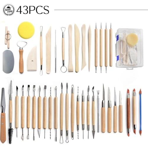 Pottery Tools 43 Pieces Pottery Carving Knife Set Artistic Modeling Pottery Tools Storage Box Clay Sculpting Clay Tools