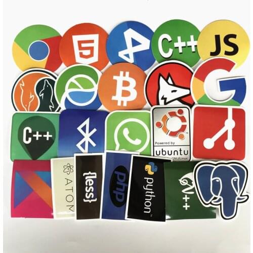 50Pcs/lot Programming with C language Stickers Decal For Snowboard Luggage Car Fridge Car- Styling Laptop waterproof Stickers