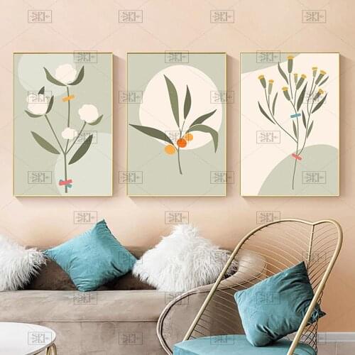Scandinavian Poster Green Plants Leaf Canvas Painting Nordic Style Wall Art Print Minimalist Picture for Living Room Decoration