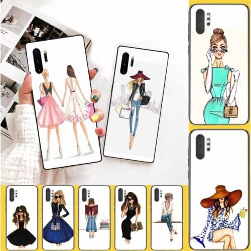 PENGHUWAN Beautiful Love Dress Shopping Girl Newly Arrived Black Cell Phone Case for Samsung Note 3 4 5 7 8 9 10 pro M10 20 30