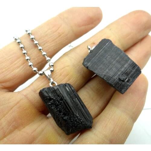 Wholesale natural black tourmaline tourmaline repair ore can be used charm pendant for diy jewelry making necklace Accessories
