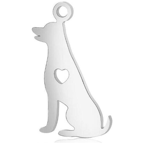 Wholesale 10pcs/lot Stainless Steel Dog Cat Charms Small Pendents Connectors For DIY Making Findings Accessories