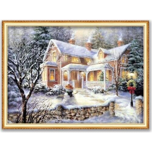 Christmas Ball With Snow DIY 11CT Cross Stitch Embroidery Kits Craft Needlework Set Cotton Thread Printed Canvas Home Decoration
