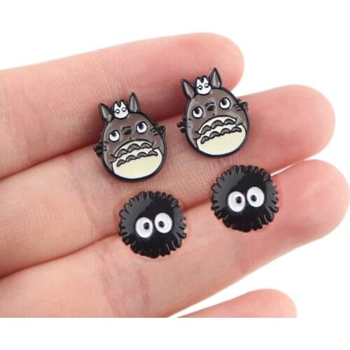 DZ1538 Anime Cats Studs Earrings for Women Piercing 2021 Trends Stainless Steel Gothic Jewelry Korean Accessories Kids Gifts