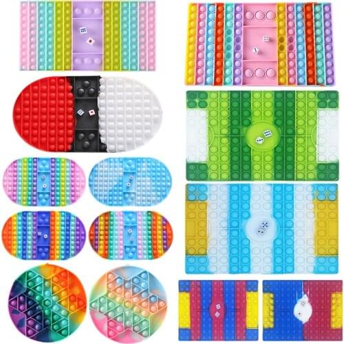 Silicone Rainbow Chessboard Push Bubble Sensory Toy Anti-stress Relaxing Toy Autism Toys Stress Relieve Special for Adults Kids