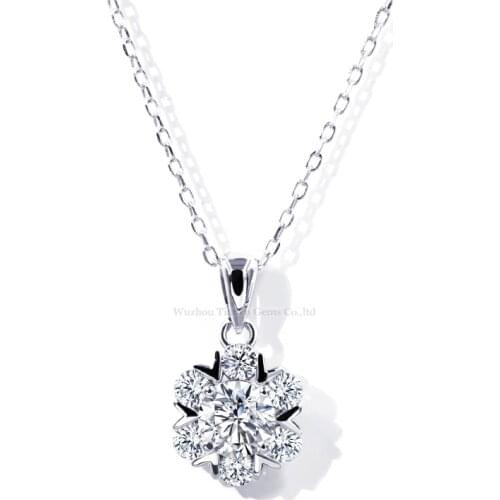 Tianyu Gems 7 Gemstones Pendant Necklace 925 Silver Jewelry 6.5mm White Moissanite Diamonds Pendant Women Classic Wedding Gifts