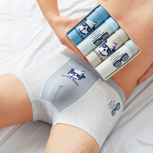 4pcs/lot Men Underwear Cute Cartoon Dog Print Boxer Shorts Men Breathable Male Panties Comfortable Soft Underpants Boxer Hombre