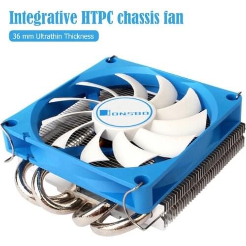 Jonsbo HP-400 CPU Cooling Fan 4Pin PWM 4 Heat Pipes Radiator for HTPC Case All-In-One Computer Ultra-Thin CPU Cooler