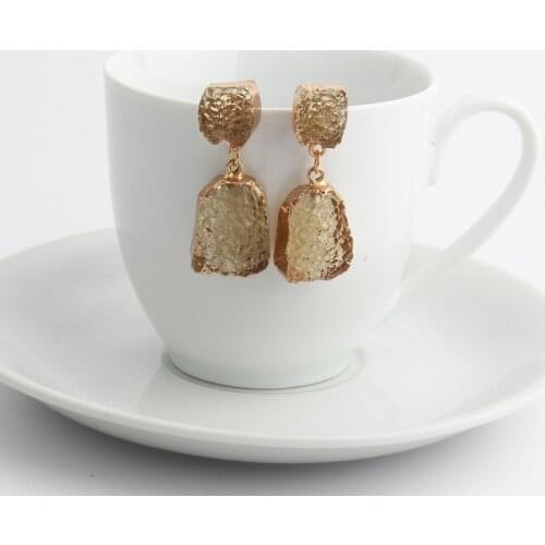 Vintage Stone Druzy Resin Earrings Irregular Geometric Drop Earrings For Women Jewelry Statement Gifts For Women Accessories