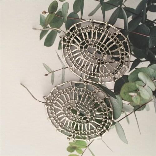 Bohemia Vintage Rhodium Color Filigree Oval Drop Earrings For Women Girl Lady Gift Classic Ancient Style Decoration Jewelry