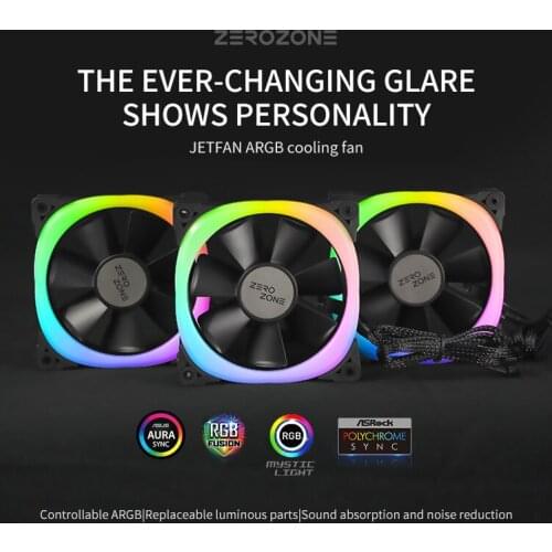 ZEROZONE JETFAN 12CM chassis fan ARGB desktop computer fan supports 5V Shenguang synchronization