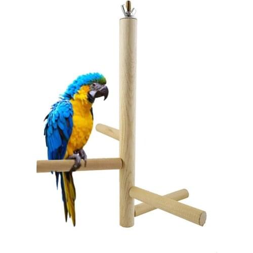 1pc Pet Bird Parrot 4 Bars Wood Rotating Perches Standing Ladder Rack Play Toy