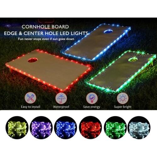 16 Colors Cornhole LED String Lights Waterproof Outdoor Sports Garden Garland Sandbag Board Edge Decorative Light Remote Control