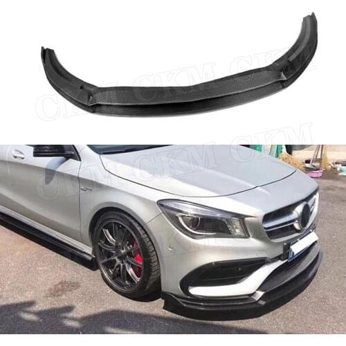 2 PCS Carbon Fiber Double Front Lip Spoiler for Mercedes Benz CLA Class W117 CLA45 AMG Facelift 2016-2019 Bumper Chin Guard