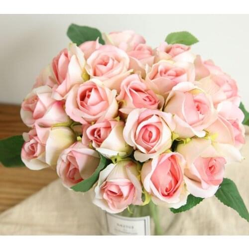 25cm 11pcs Roses Bouquet Simulation Flower Home Decoration Wedding Bouquet Flower Road Flower Wall Fake Flower