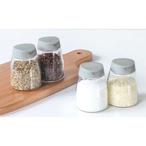 4 pcs Glass seasoning bottle with lid, double opening seasoning jar, four-pack kitchen pepper and salt shaker,with stickers