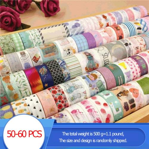 500g = 1.1 Pound Wholesale Washi Tapes Set Scrapbook Diary Stickers 50-60 PCS Kawaii Masking Tapes Decorative Stationery
