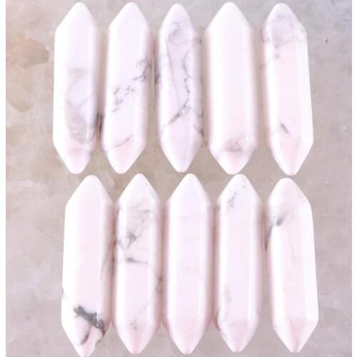 8x32MM Natural Stones White Howlite Hexagonal Beads No Drilling Hole Fit Necklace Pendant For Man Women Jewelry Gift 5Pcs K401